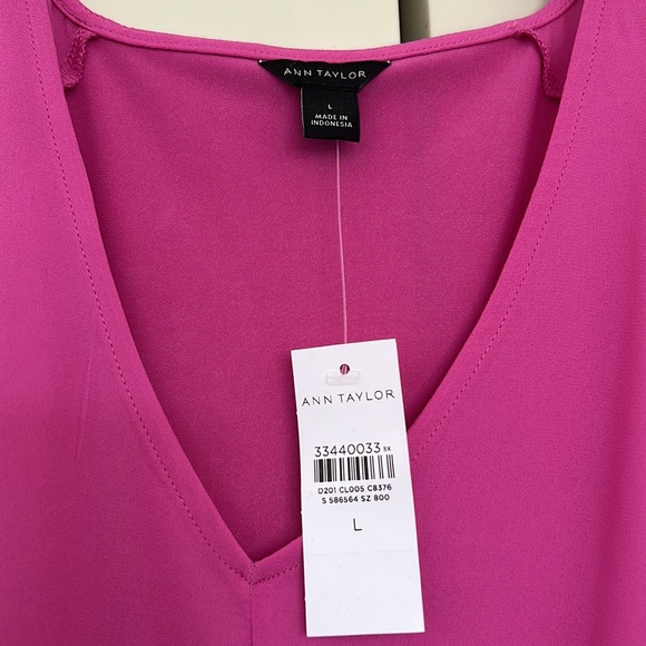 Ann Taylor belted tie waist mixed media top - Picture 4 of 4